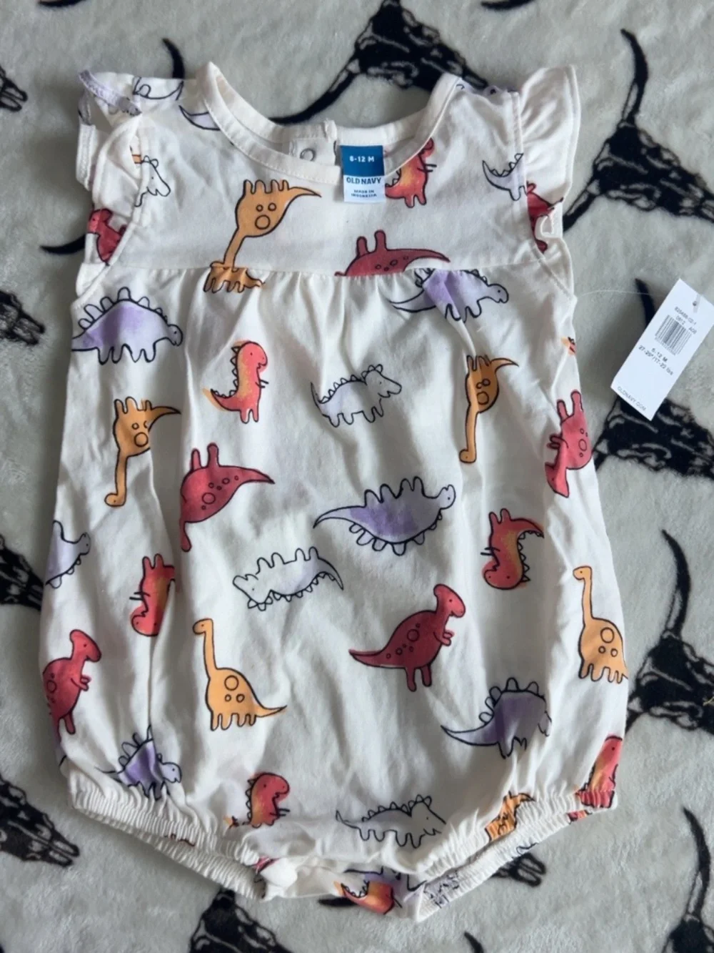 NWT Old Navy Baby Dinosaur Bubble Romper 6-12M 100% Cotton